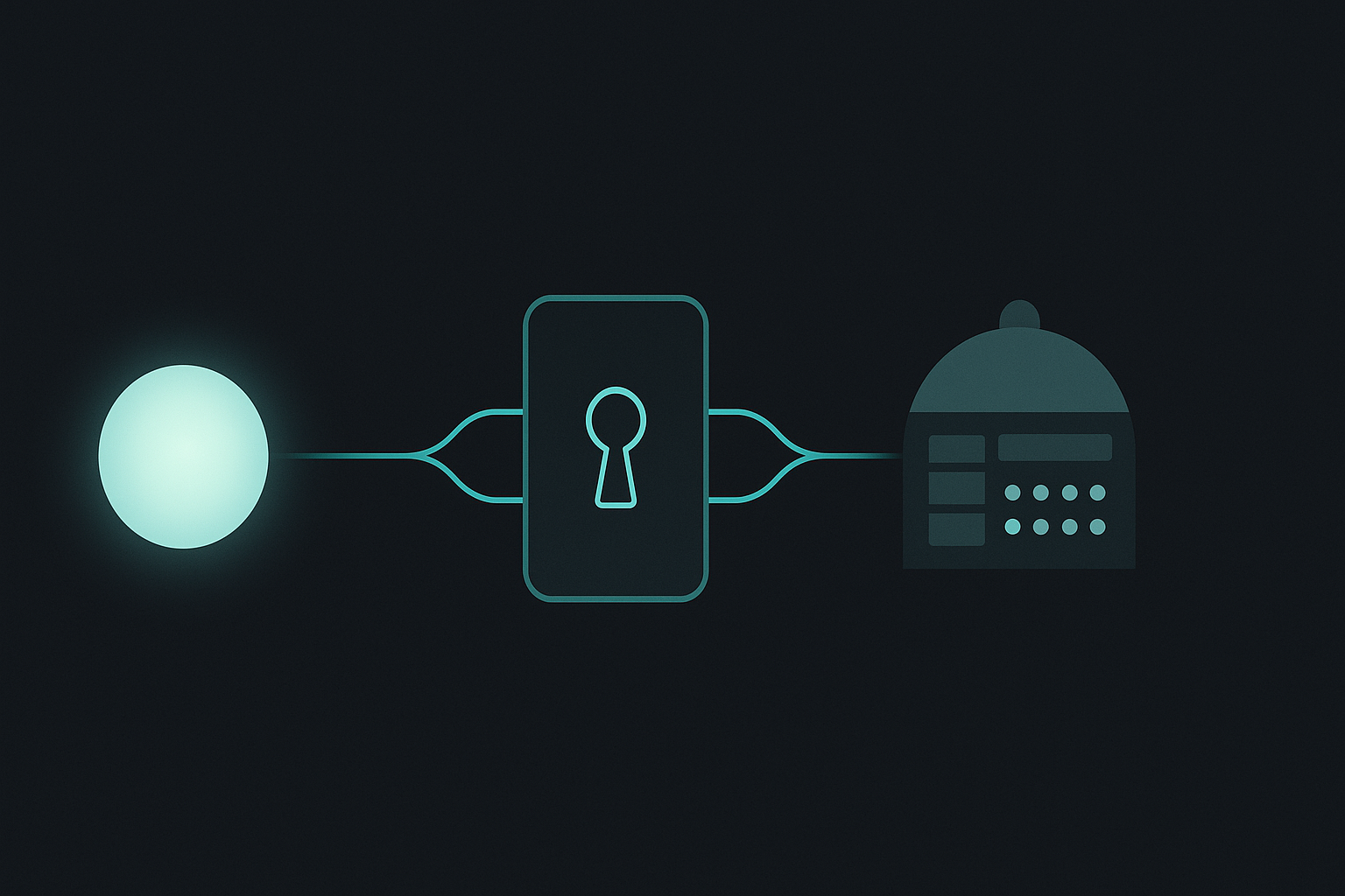 Concept image: a single gateway mediating between an AI assistant and a cultural venue's event system.